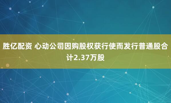 胜亿配资 心动公司因购股权获行使而发行普通股合计2.37万股