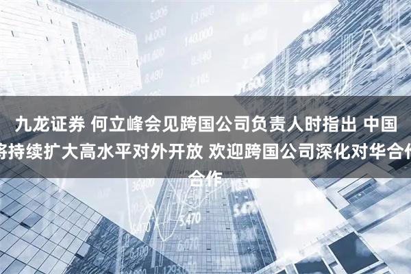 九龙证券 何立峰会见跨国公司负责人时指出 中国将持续扩大高水平对外开放 欢迎跨国公司深化对华合作